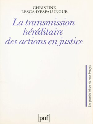 cover image of La transmission héréditaire des actions en justice